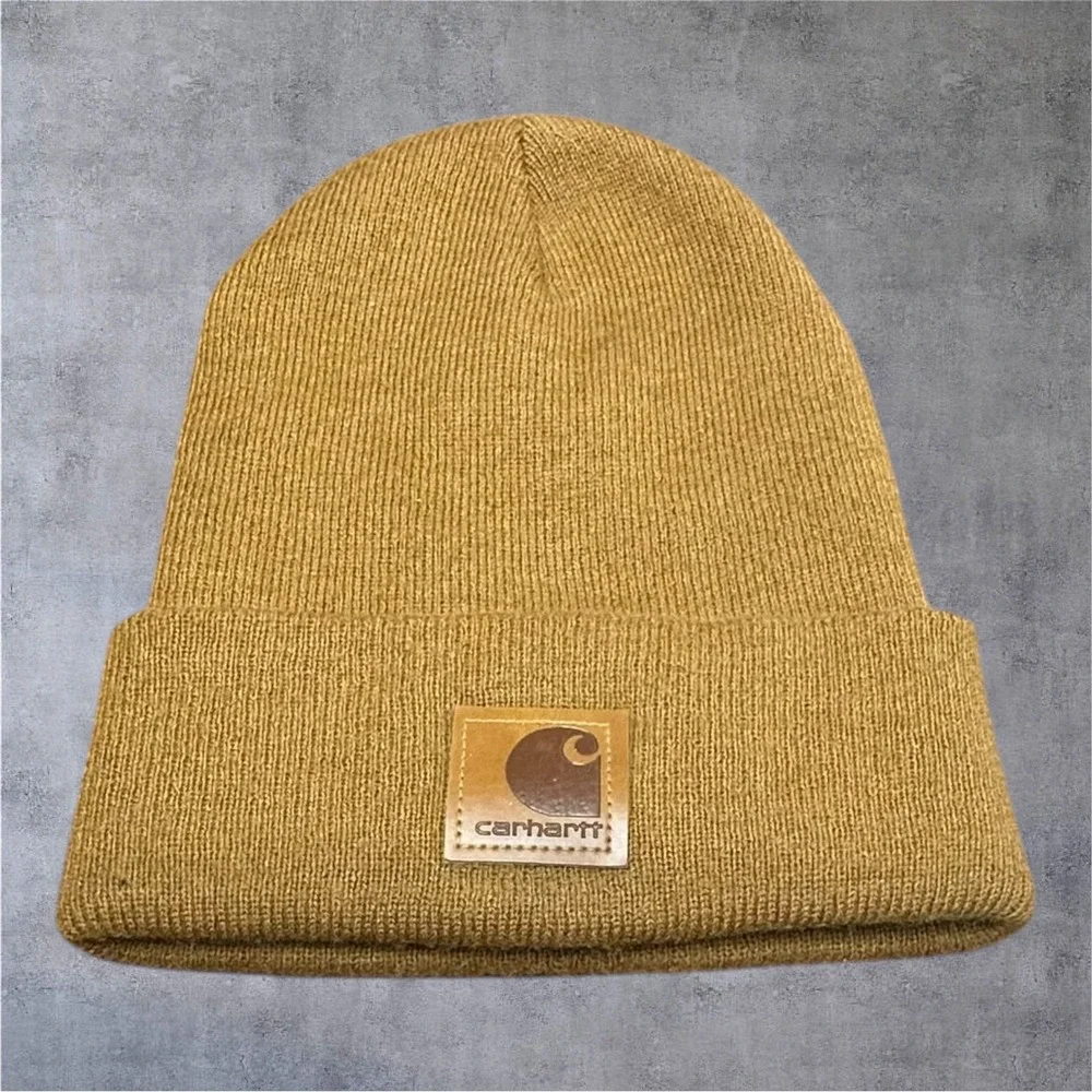 Carhartt Beanie Watch Hat Unisex OSFA Brown‎ Ribbed Knit Logo 101070 USA